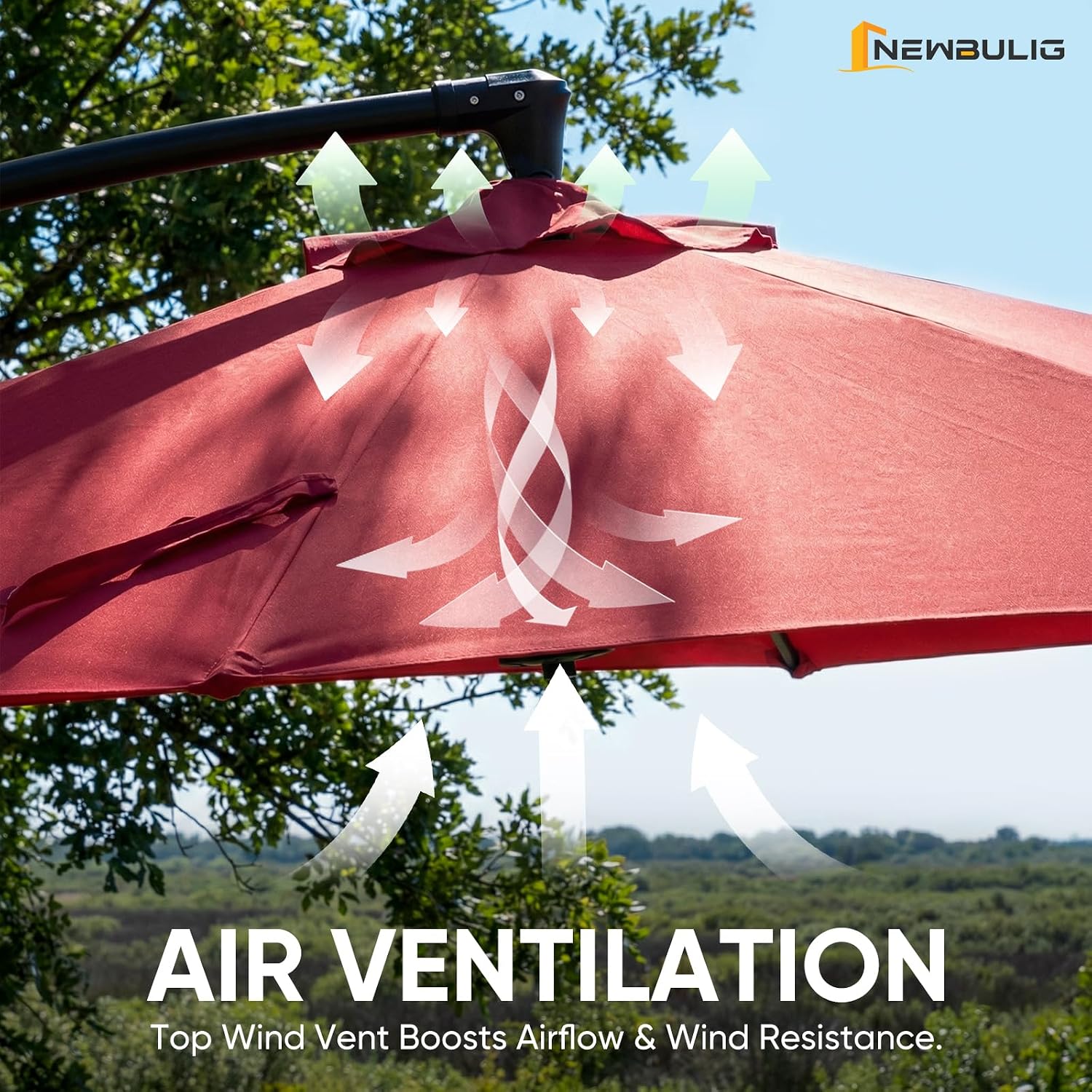 NEWBULIG 10FT Patio Umbrella, Cantilever Umbrella, UV Protection - Image 7