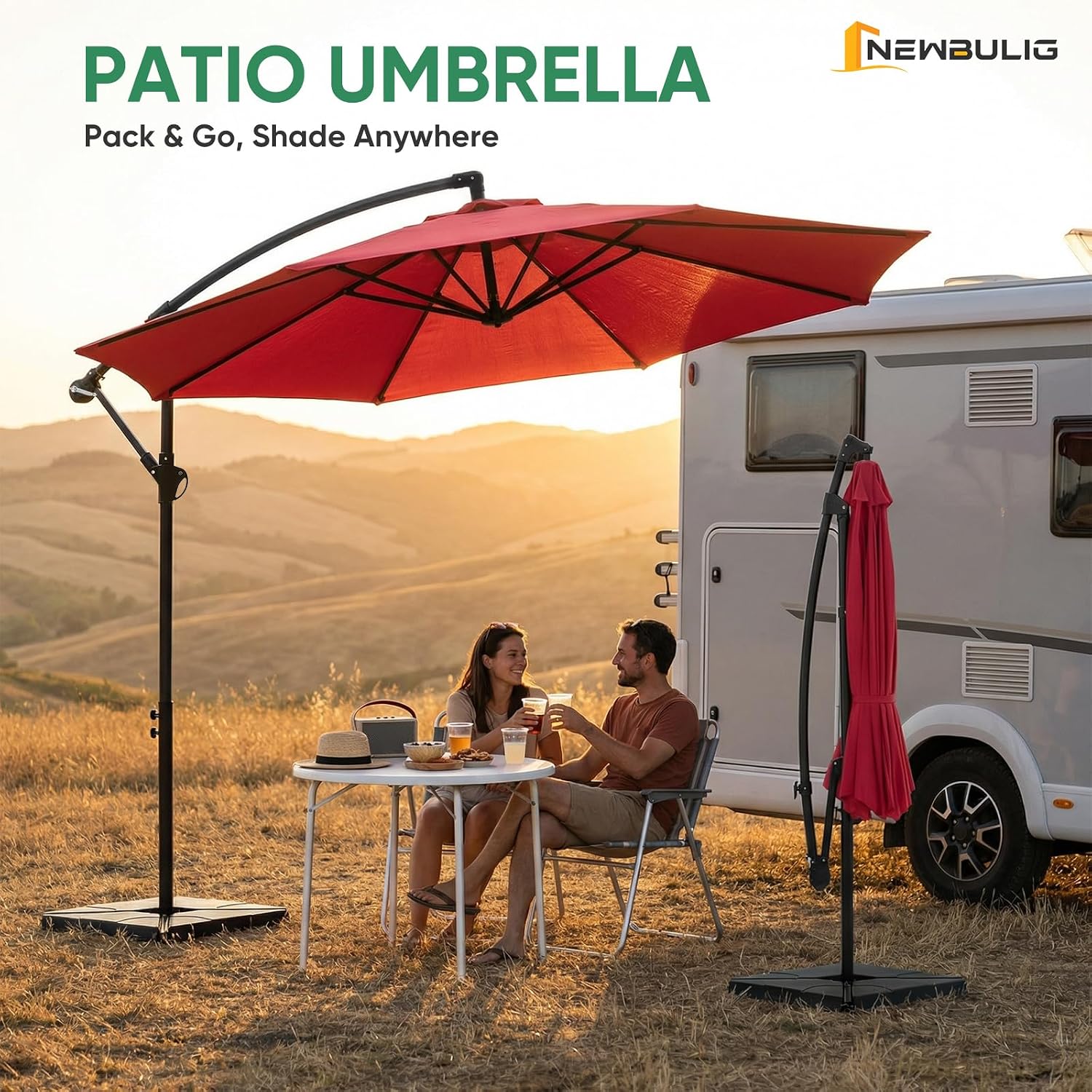 NEWBULIG 10FT Patio Umbrella, Cantilever Umbrella, UV Protection - Image 9
