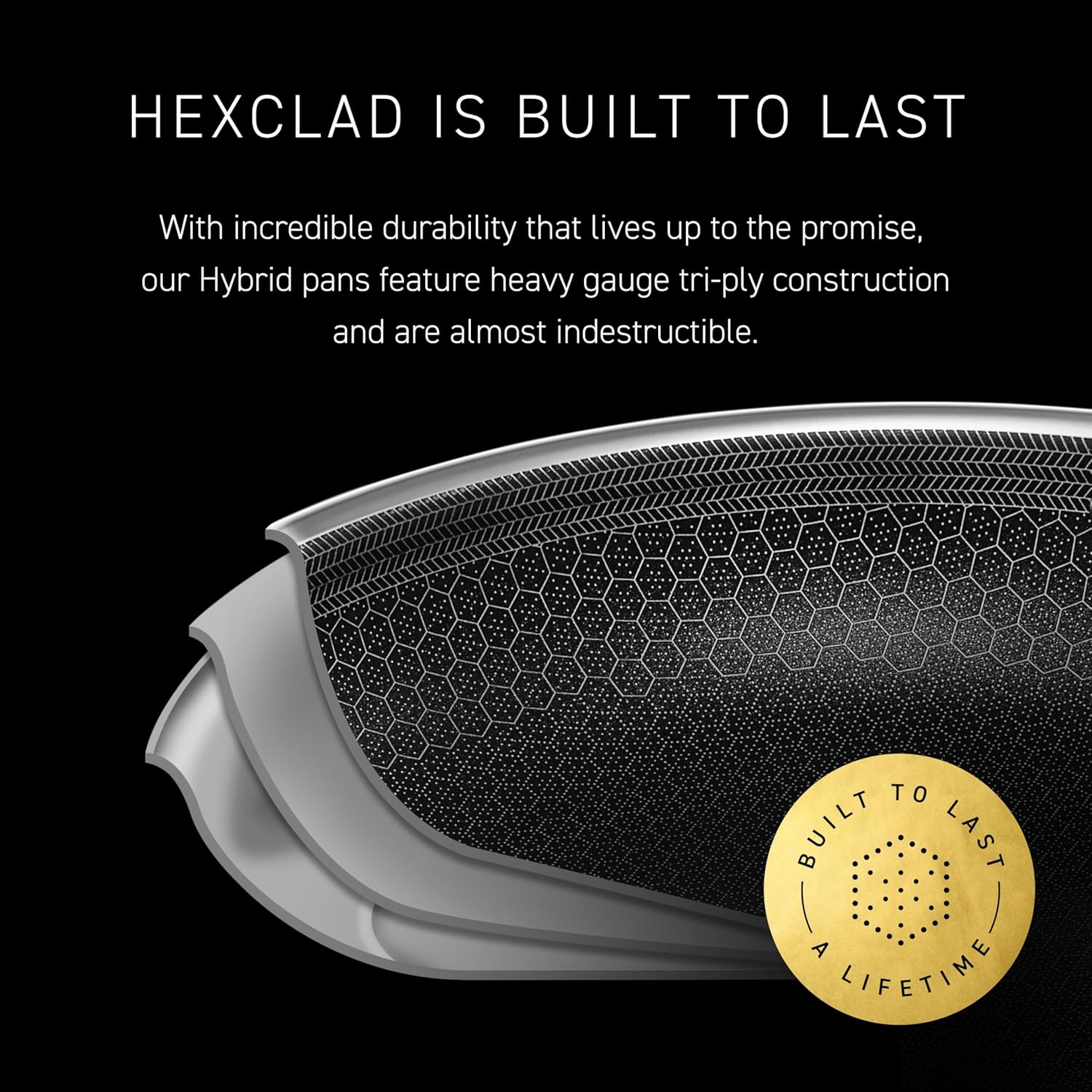 HexClad 7" Hybrid Nonstick Frying Pan with Lid, Dishwasher & Oven Safe - Image 5