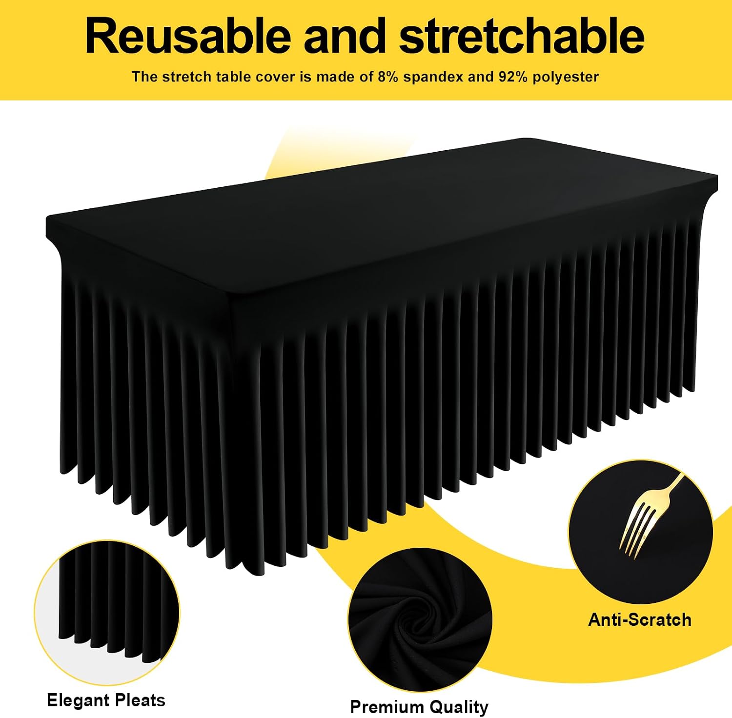 Smiry 3 Pack Spandex Elastic Fitted Table Cloth Skirt for 6FT Table - Image 3