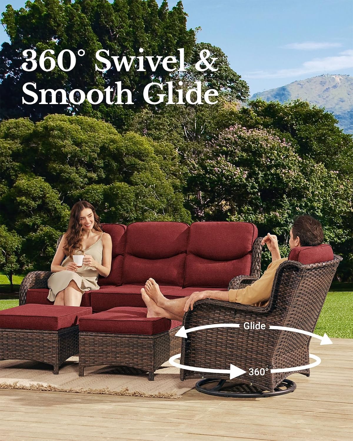 HILLGA Luxury Outdoor Patio Furniture Set with 6-Inch Thick Cushions - Image 3