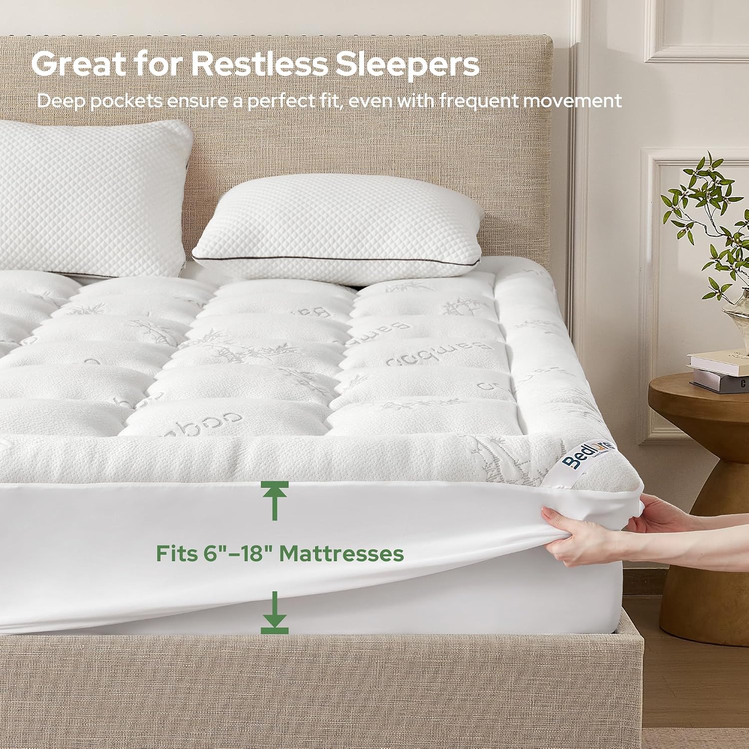 BEDLORE King Mattress Topper , Thick Pillow Top Mattress Pad - Image 6