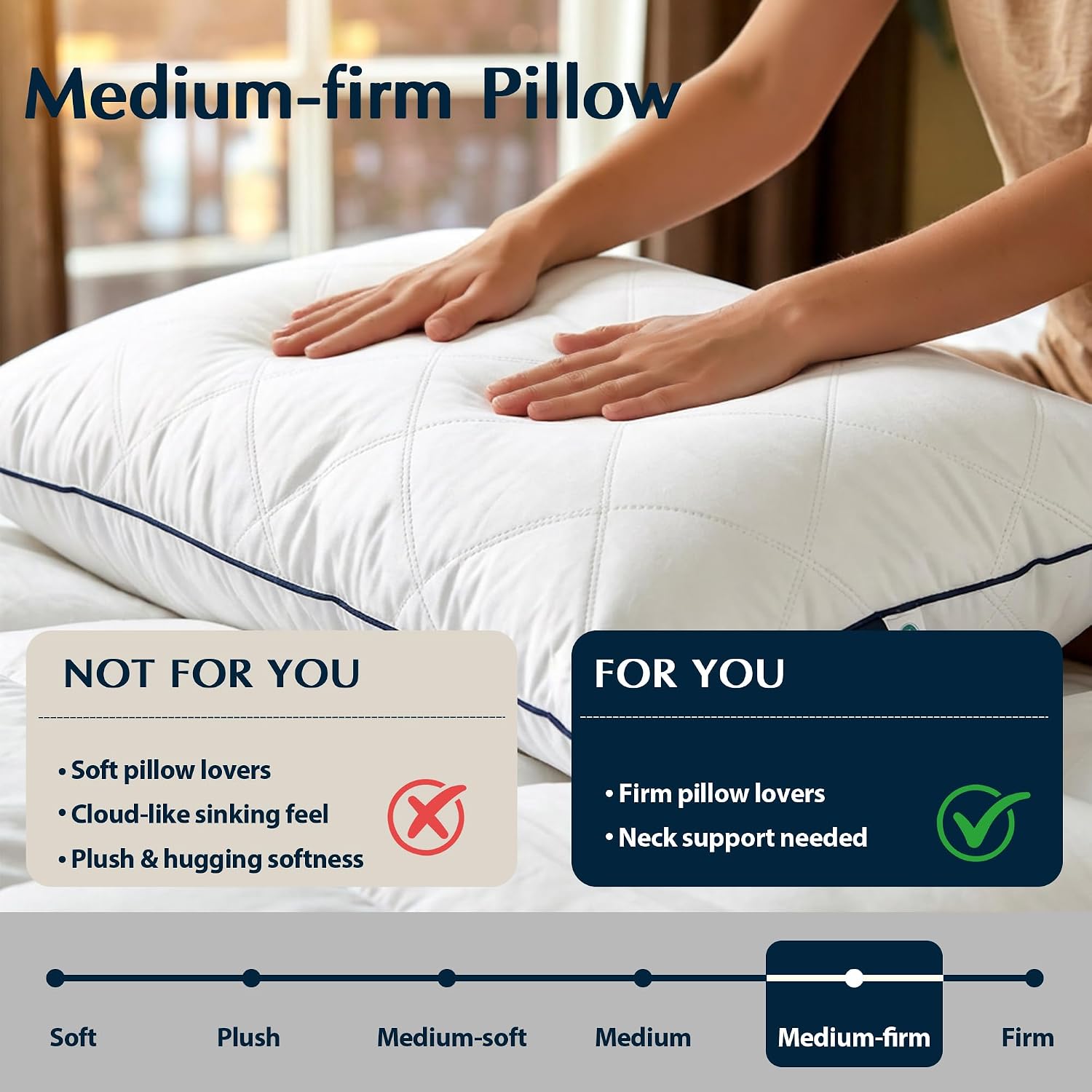 Pacific Coast Premium Goose Feather & Down Bed Pillows Queen Size 2-Pack, Hotel Quality Collection, Medium-Firm Pillow for Side & Back Sleepers - Image 2