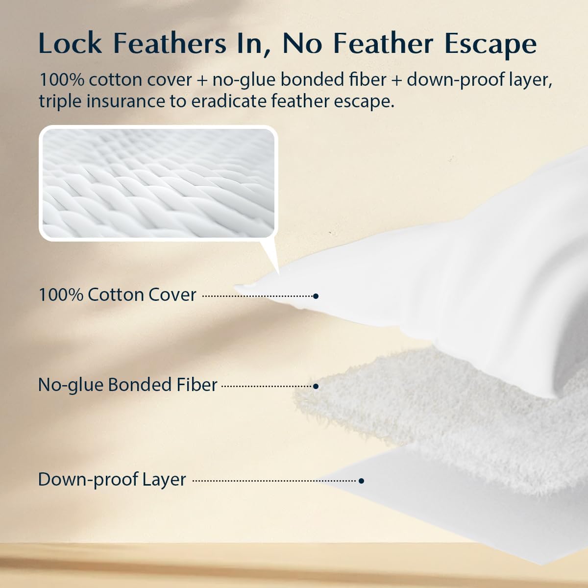 Pacific Coast Premium Goose Feather & Down Bed Pillows Queen Size 2-Pack, Hotel Quality Collection, Medium-Firm Pillow for Side & Back Sleepers - Image 3