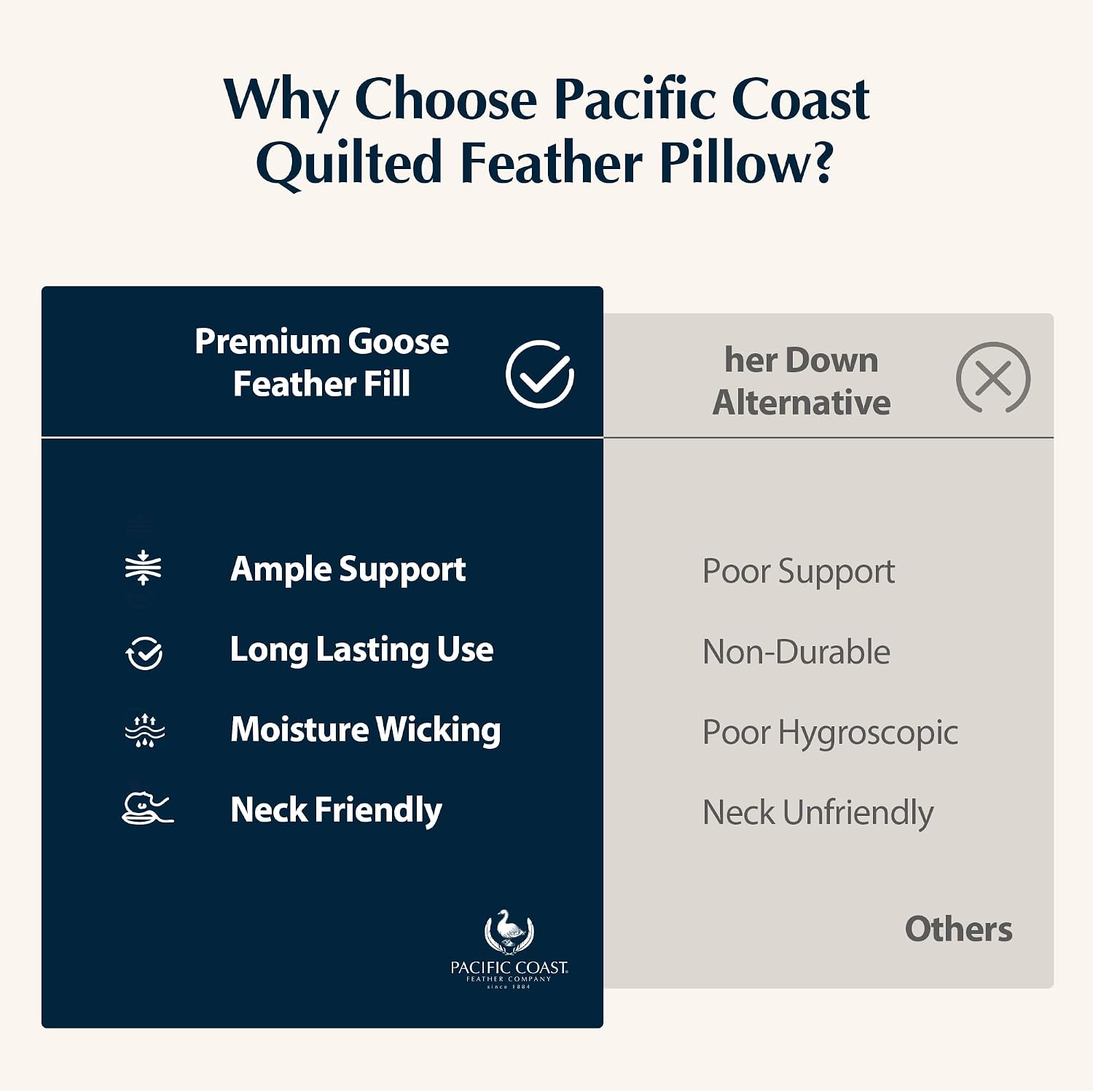 Pacific Coast Premium Goose Feather & Down Bed Pillows Queen Size 2-Pack, Hotel Quality Collection, Medium-Firm Pillow for Side & Back Sleepers - Image 8