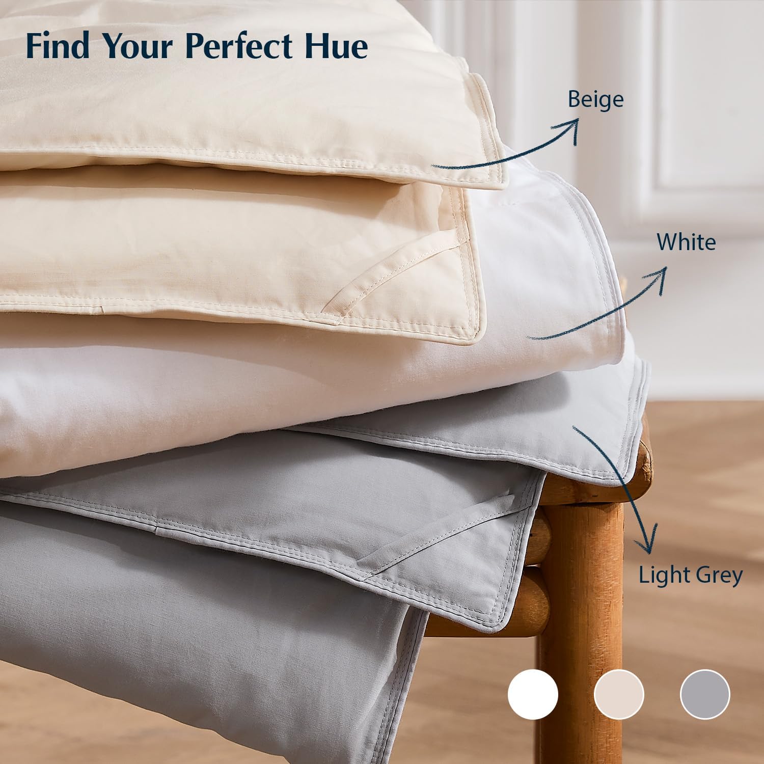 Pacific Coast Lightweight Goose Feather Down Fiber Comforters King Size, Summer Duvet Insert, Ultra Soft, Breathable, Hotel Luxury Bedding Comforter with 8 Tabs, Light Grey, 106 x 90 inches - Image 6