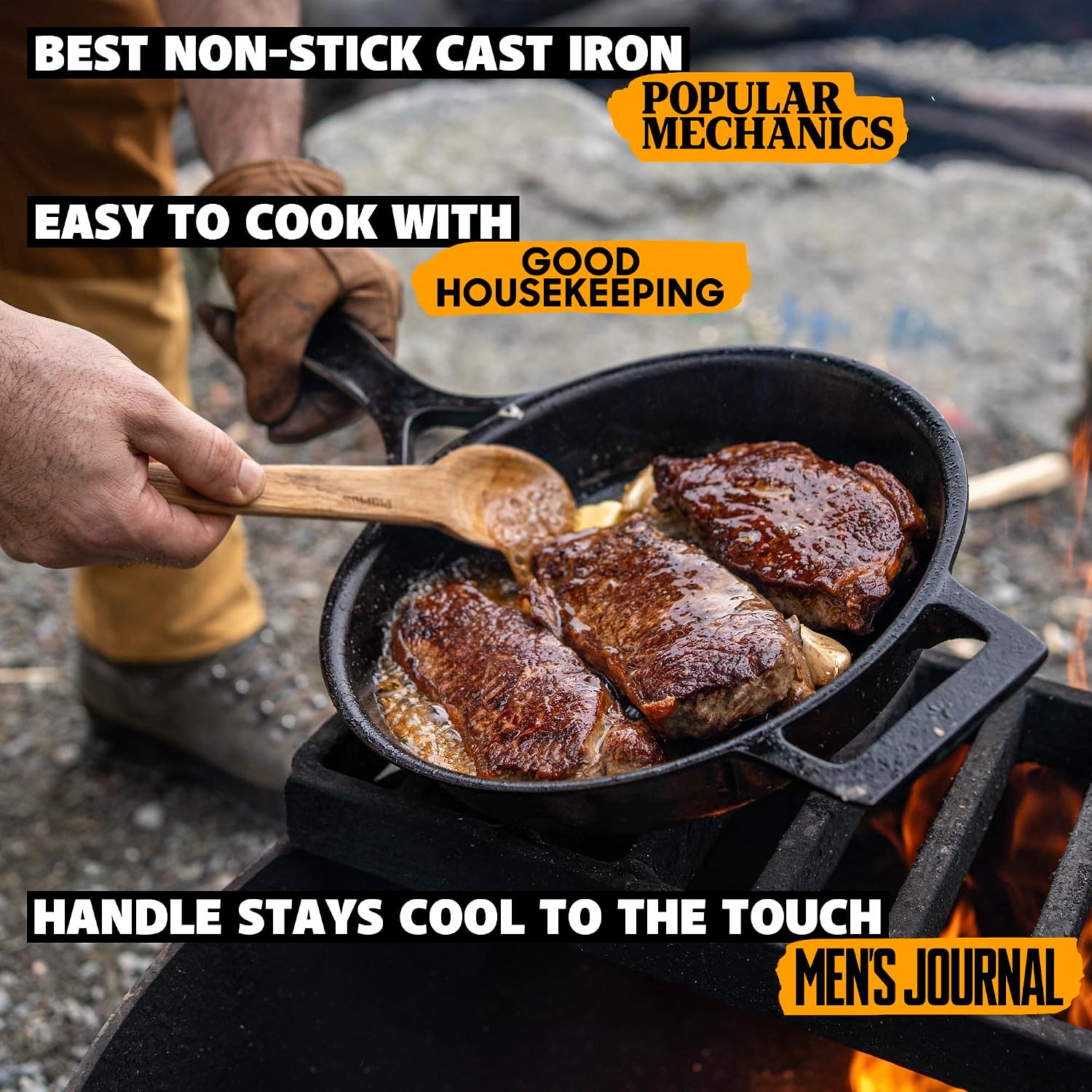 Stargazer 10.5-Inch Cast Iron Skillet | Made in USA, Seasoned, Premium Frying Pan for Grilling, Searing, Baking & More – Durable Cast Iron with Smooth Cooking Surface - Image 4