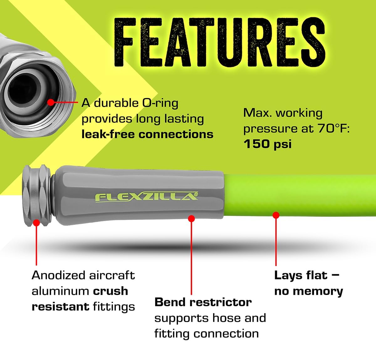 Flexzilla Garden Hose 5/8 in. x 100 ft., Lightweight All-Weather Water Hose, Durable and Flexible, Leak-Free Connections - Image 4