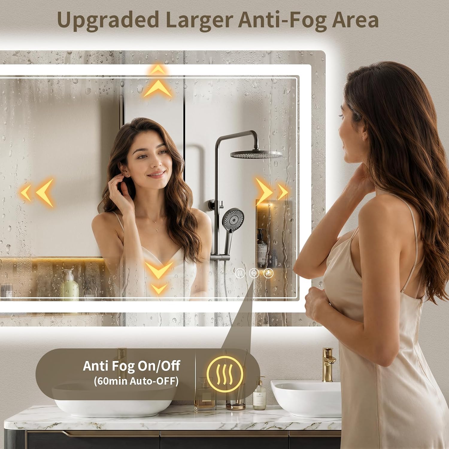 24"x48" LED Bathroom Mirror with Lights, Backlit + Front Lit, Anti-Fog, Lighted Bathroom Mirror for Wall, HD Shatterproof Tempered Glass, Dimmable, Memory Function (Horizontal/Vertical) - Image 5