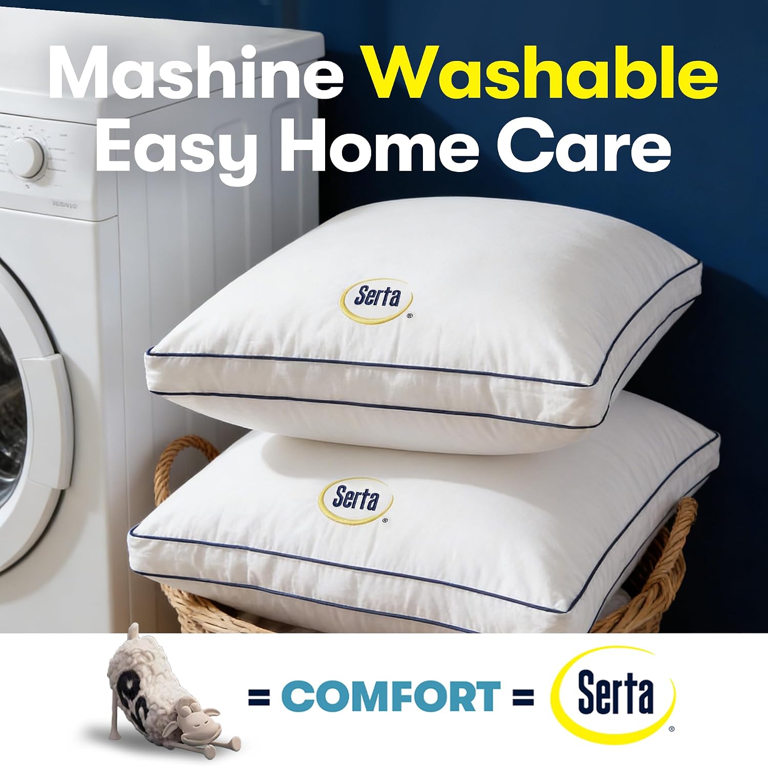 Serta Hotel Collection Bed Pillows King Size Set of 2, 18"x34" - Image 9