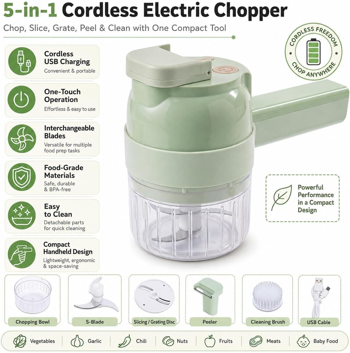 2027 Upgraded Multi Blade Chopper Electric Hand Held,A:3PCS - Image 2
