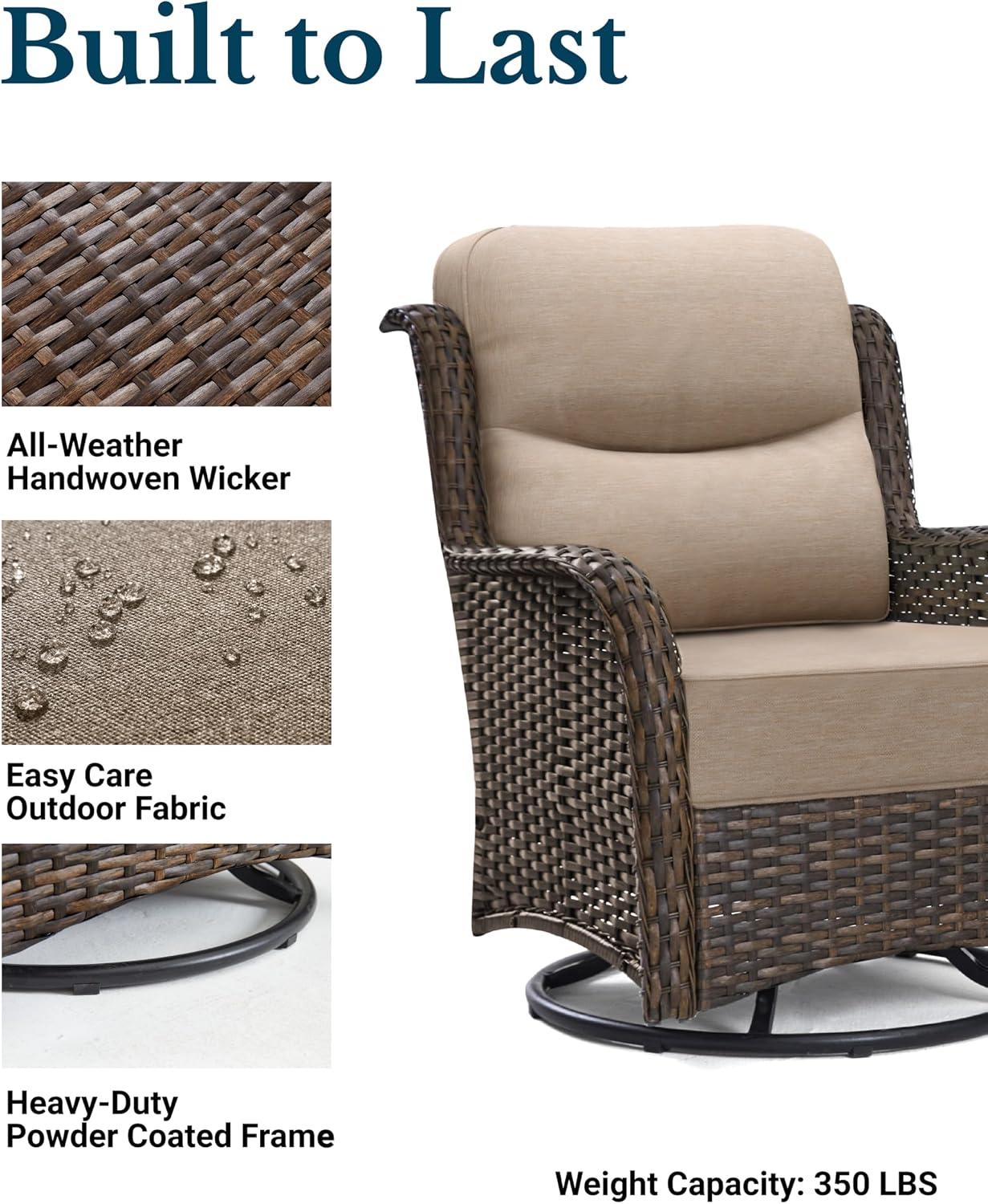 HILLGA Luxury Outdoor Patio Furniture Set with 6-Inch Thick Cushions - Image 4