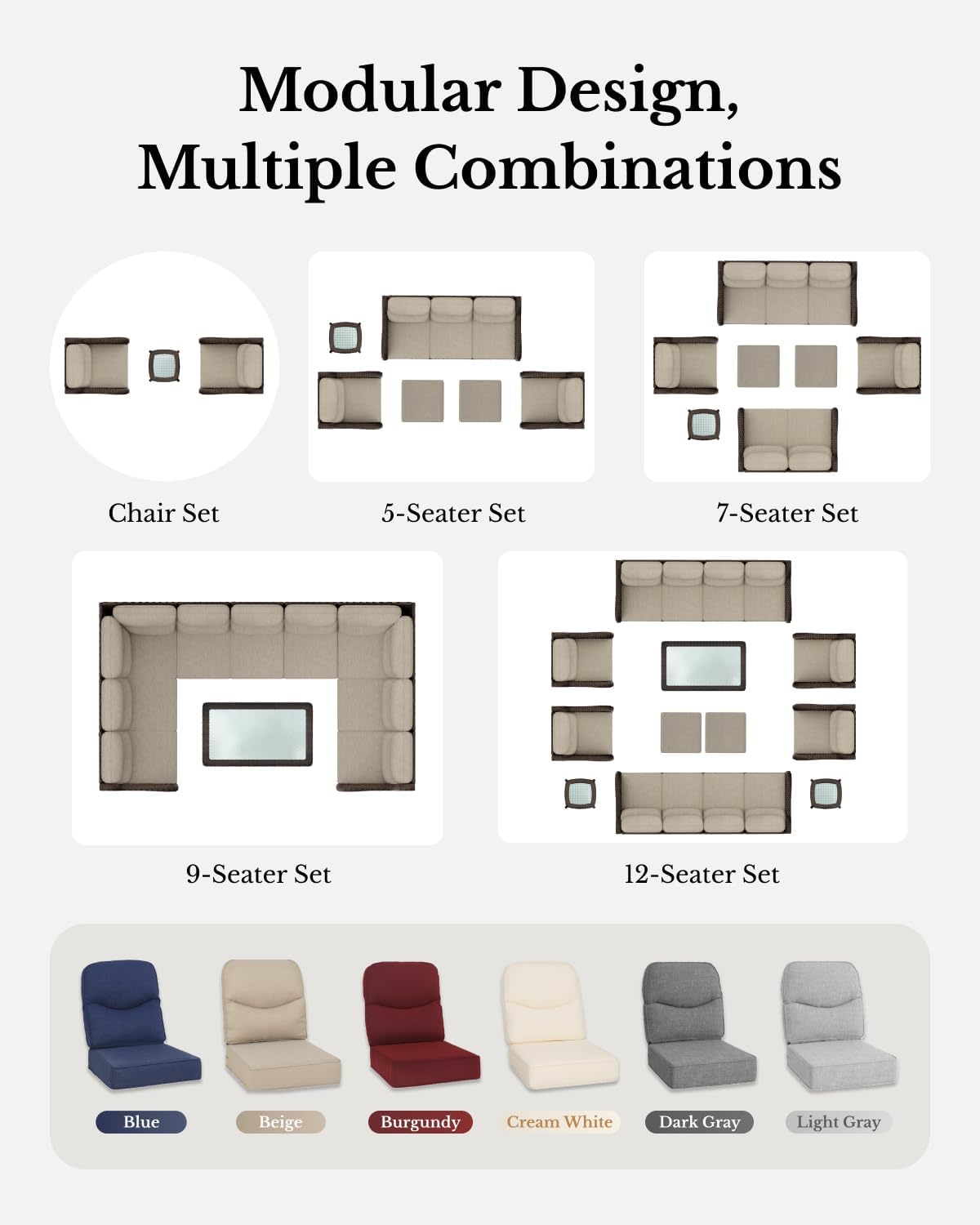 HILLGA Luxury Outdoor Patio Furniture Set with 6-Inch Thick Cushions - Image 7