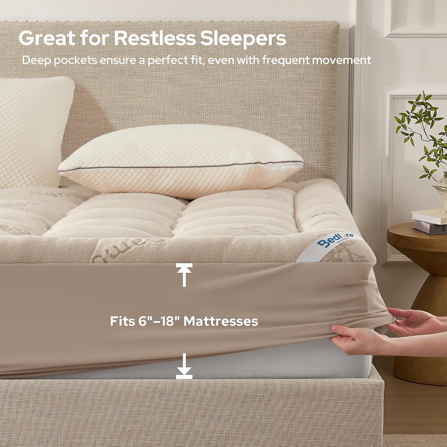BEDLORE California King Mattress Topper, Thick Soft Pillow Top Bed Topper - Image 6