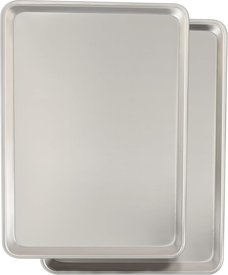 Commercial Quality Baking Sheet Pan Set, Natural Aluminum Cookie Sheet, Umite Chef Warp Resistant Baker's Half Sheet Pan, Large Thick Cookie Tray Pans for Baking, Roasting(2 Pack, 18X13In)