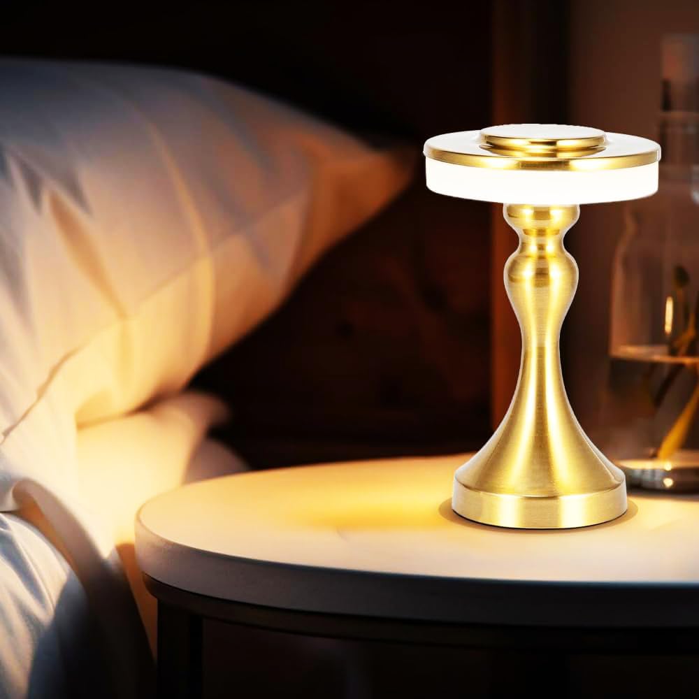 Portable Metal LED Table Lamp,Cordless Battery Table Lamp,3 Color Touch Control Rechargeable Desk Lamp,3-Levels Brightness Bedside Battery Lamp,Night Light - Image 6