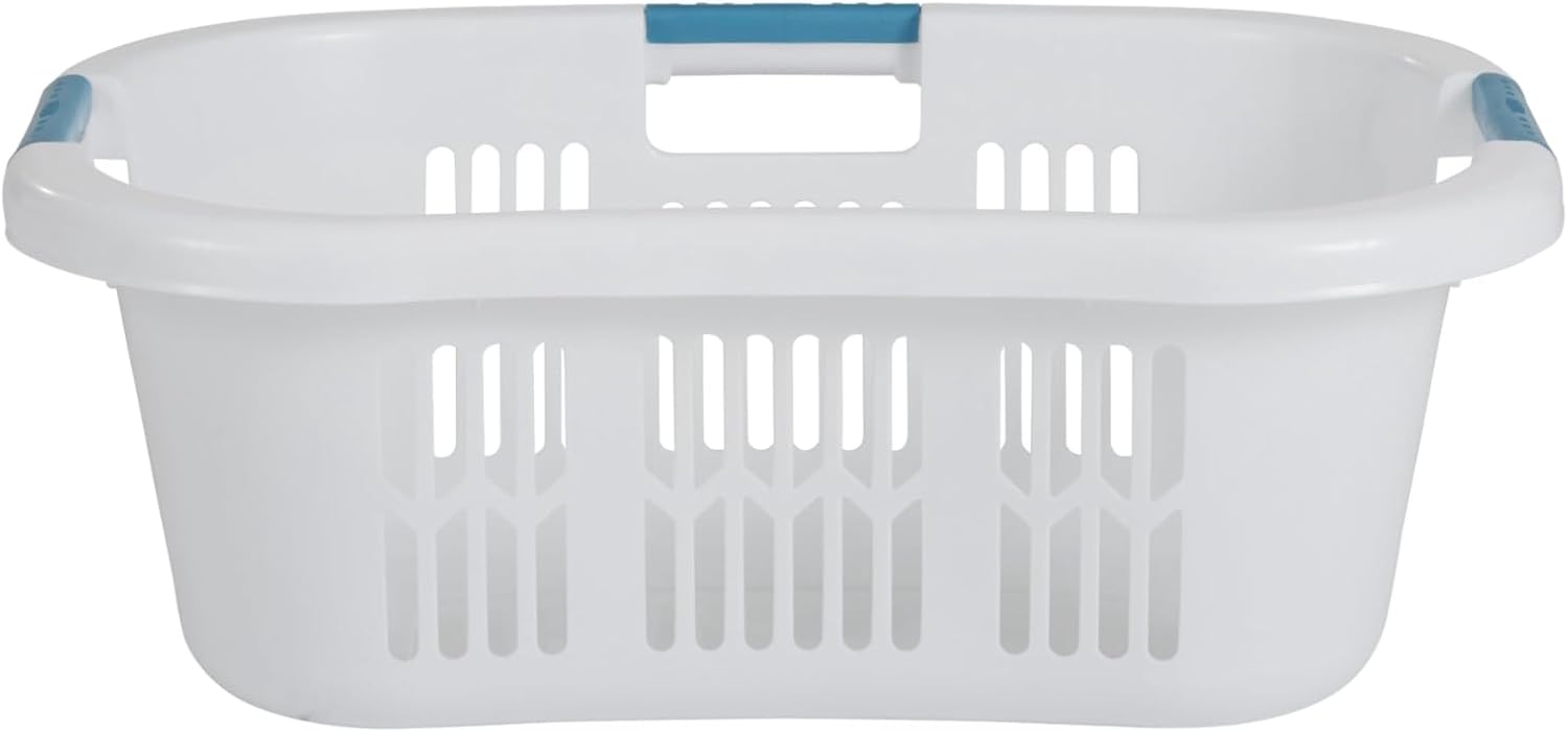 Rubbermaid Large Hip-Hugger Laundry Basket/Hamper, 1.5-Bushel, White, Stackable Storage Bin/Organizer for Bathroom/Bedroom/Dorm/Home - Image 2