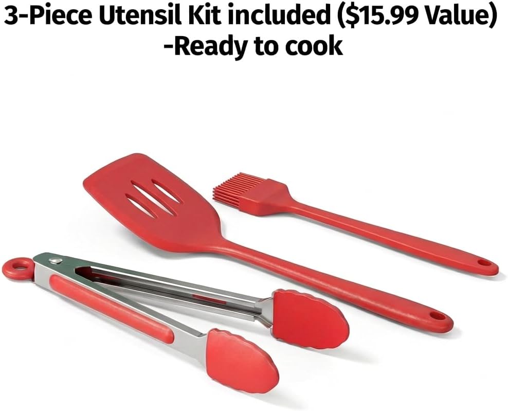 AORAN Indoor Grill Electric Smokeless Set – Nonstick Electric Griddle for Indoor Use, Compact & Versatile Cooking for Steaks, Pancakes & BBQ, Includes Silicone Spatula, Oil Brush & Food Tongs - Image 4