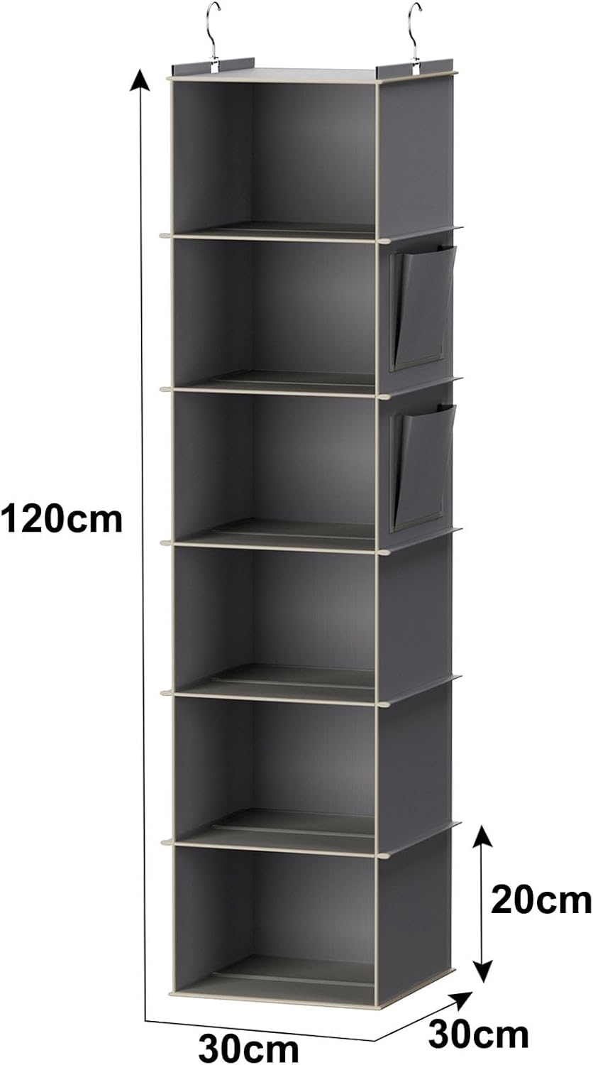 YOUDENOVA Hanging Closet Organizer and Storage, 6-Shelf, Grey - Image 3