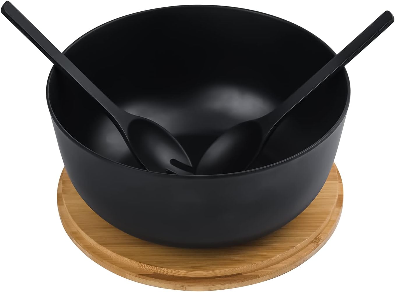 LOVYANXUE Bamboo Fiber Salad Bowl with Servers Set Large 9.8 inches Nature Bamboo Mixing Bowl with Servers with Lid Spoon and Fork for Fruits,Salads and Vegetables - Image 3