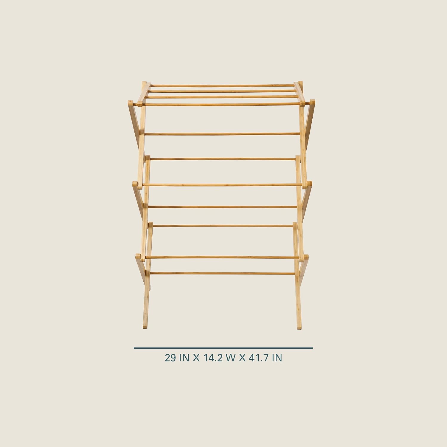 Gibson Home Riverrun Foldable Bamboo Drying Rack for Clothes, Towels, Blankets – 2-Tier Collapsible Laundry Drying Rack, Space-Saving Air Dry Stand for Indoor & Outdoor Use - Pre Assembled - Image 2