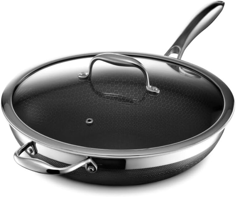 HexClad 12" Hybrid Nonstick Wok & Lid, Induction-Ready, Dishwasher Safe
