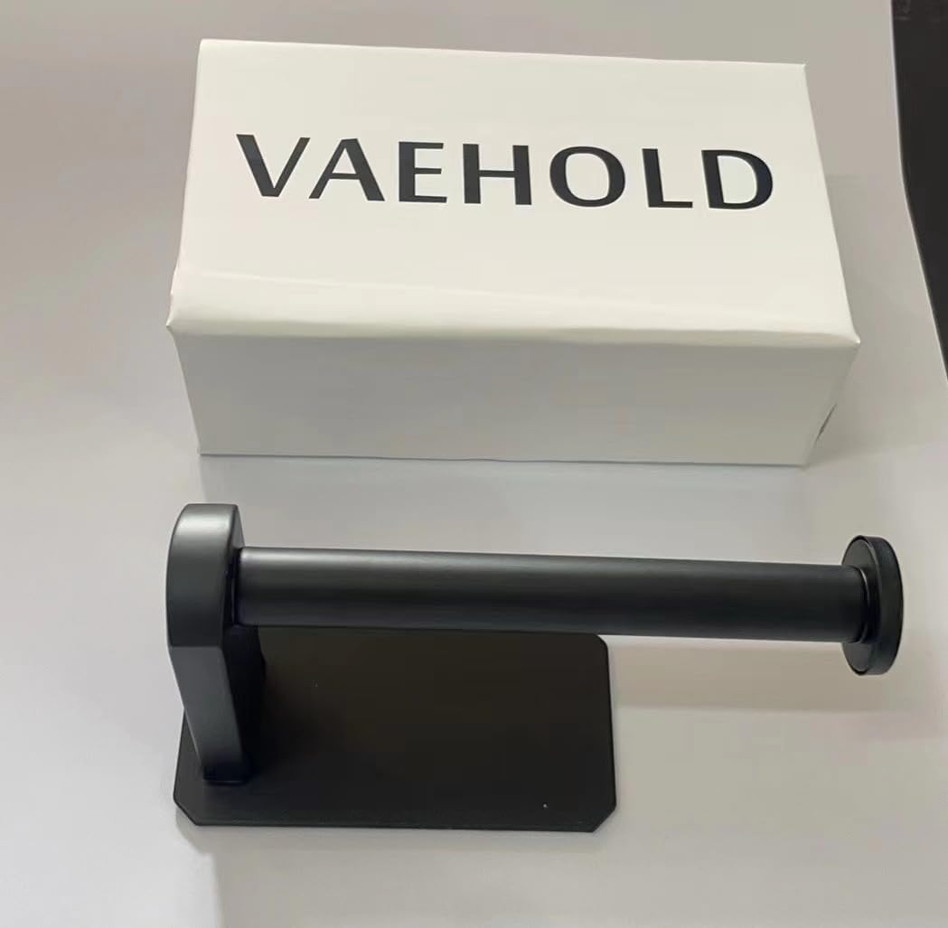 VAEHOLD Self Adhesive Toilet Paper Holder Kitchen Washroom Adhesive Toilet Roll Holder No Drilling for Bathroom Stick on Wall Stainless Steel Brushed Black - Image 6