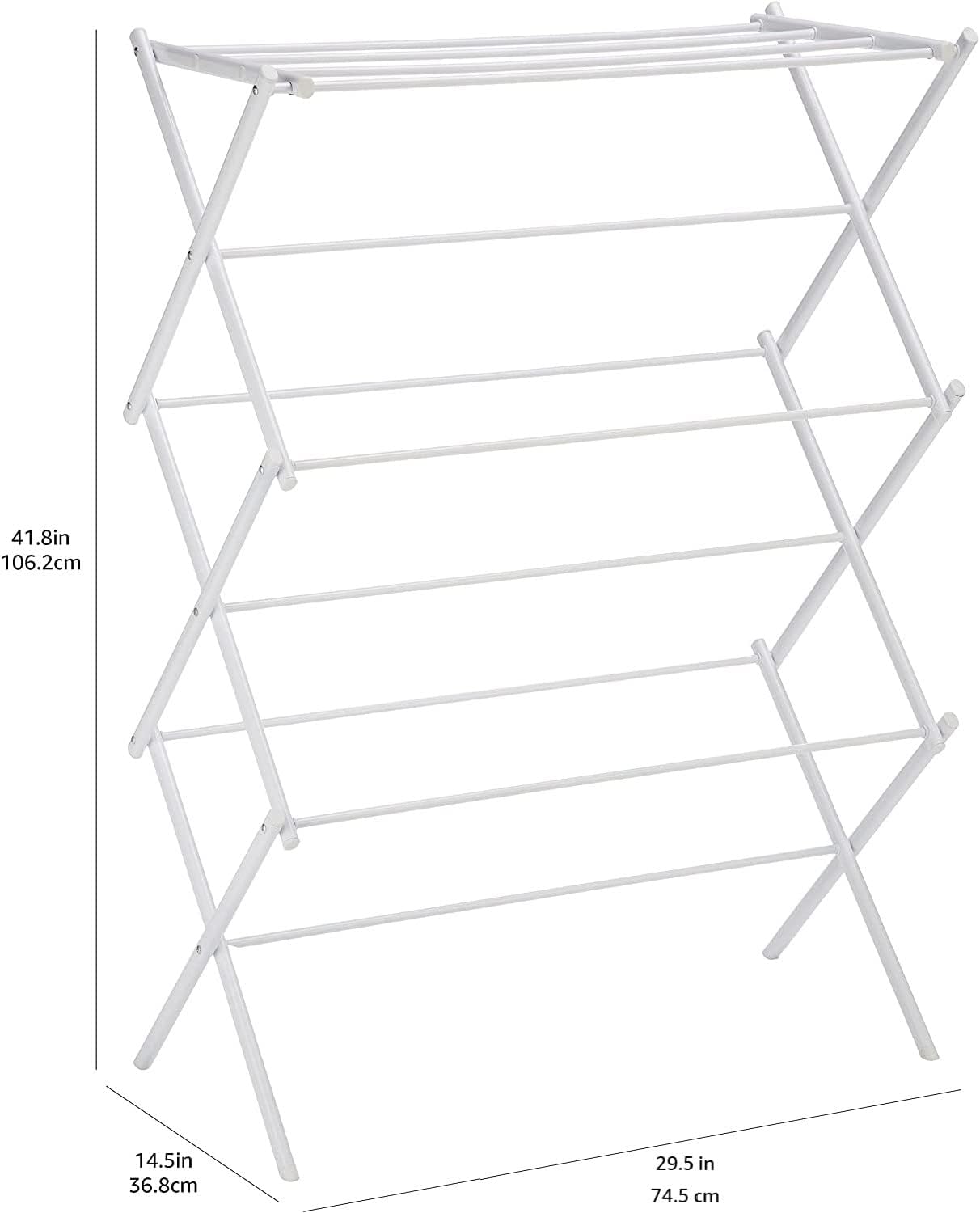 Amazon Basics Foldable Portable Clothes Drying Rack for Indoor Air Drying, Collapsible Design, 14.5" D x 29.5" W x 41.8" H, White - Image 4
