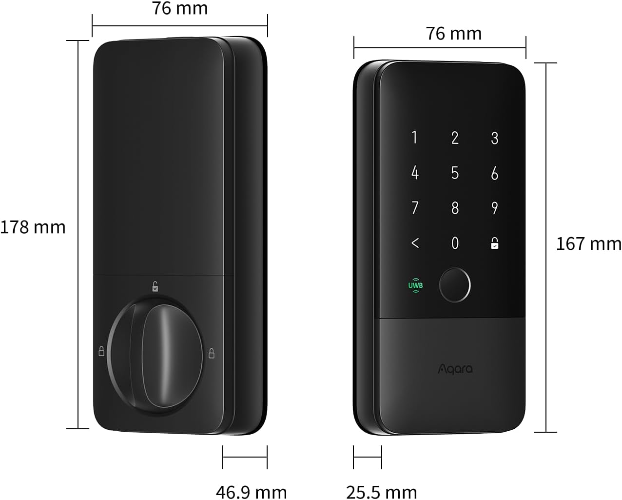 Aqara UWB Smart Lock U400, Apple Home Key, Fingerprint Deadbolt, Black - Image 8