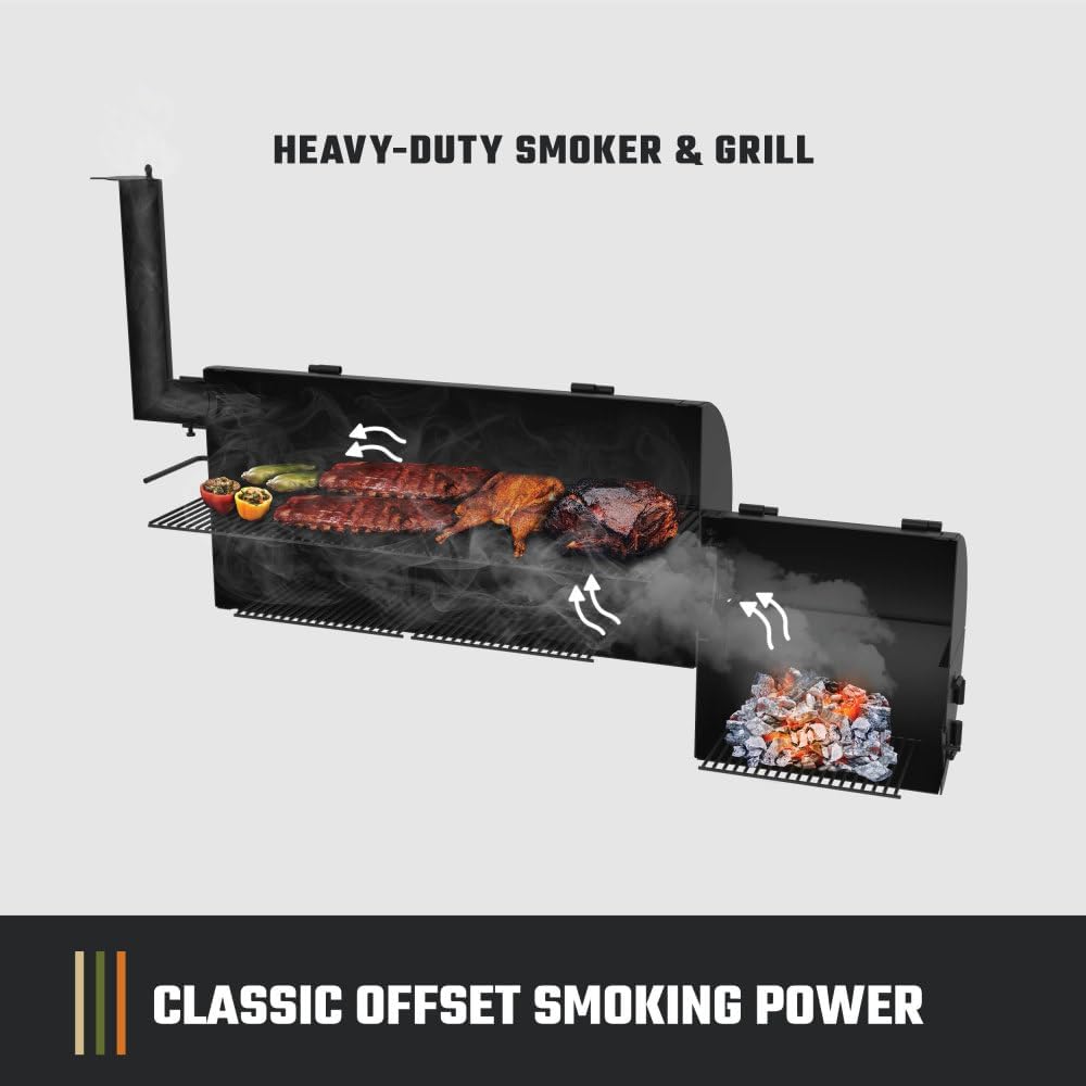 Oklahoma Joe's Longhorn Offset Charcoal Smoker and Grill with 1060 sq. in. Cooking Area in Black - Image 4