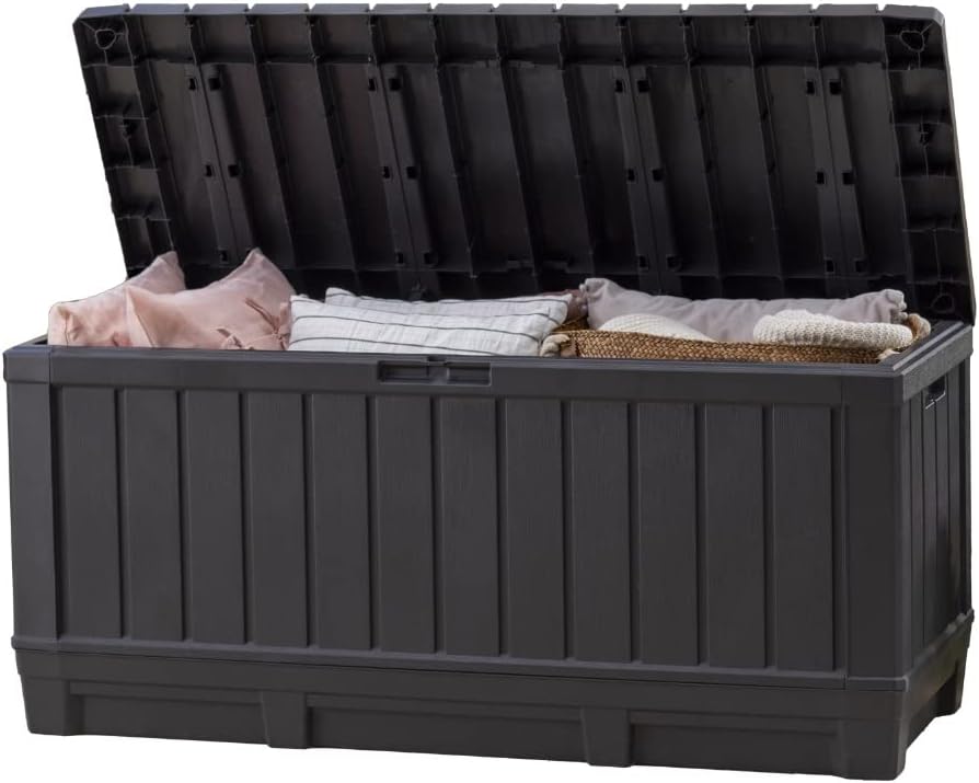 Keter Kentwood 92 Gal Outdoor Storage Box for Patio and Pool Accessories