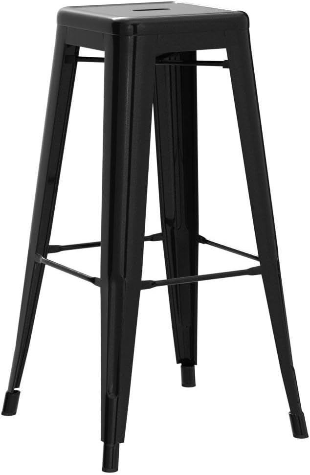 Yaheetech 30 Inch Metal Bar Stools Set of 4, Stackable Barstools, Black - Image 4
