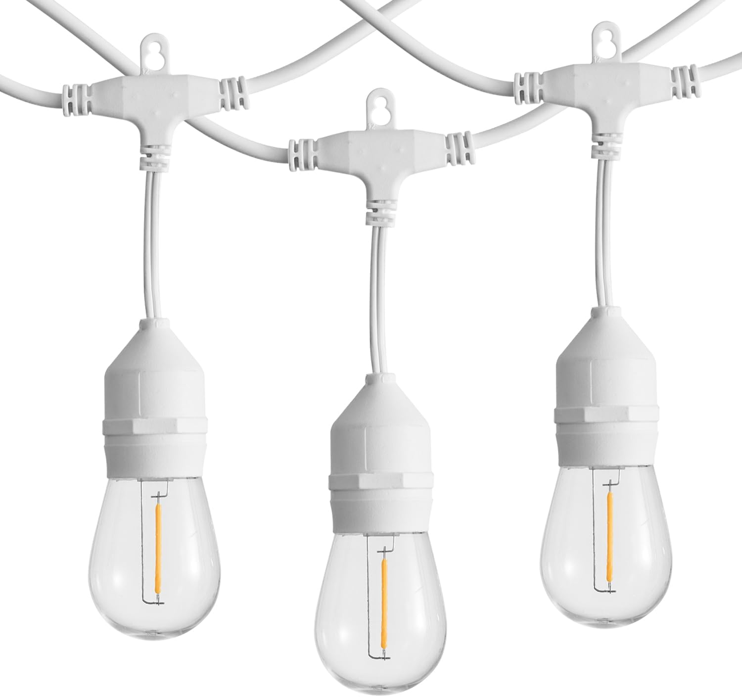 SUNTHIN 50FT White Outdoor String Lights with 16 1W LED Bulbs