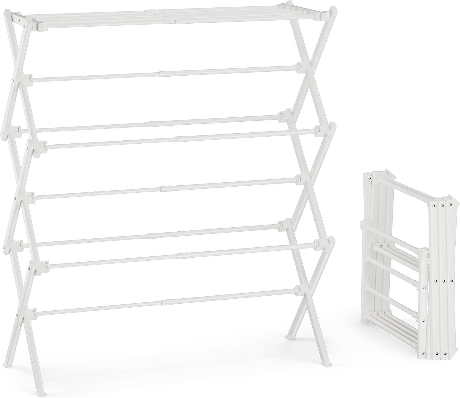 Foldable Clothes Drying Rack, Reinforced Joints, White - Image 9