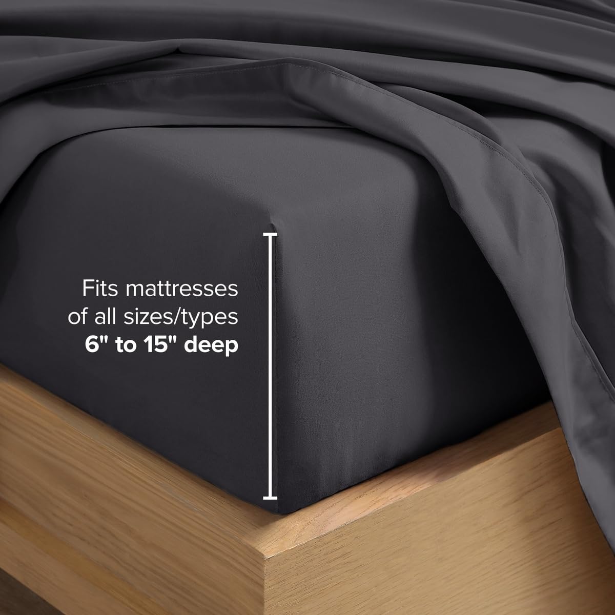 Bare Home Queen Sheet Set - 1800 Ultra-Soft (Queen, Forged Iron Grey) - Image 5