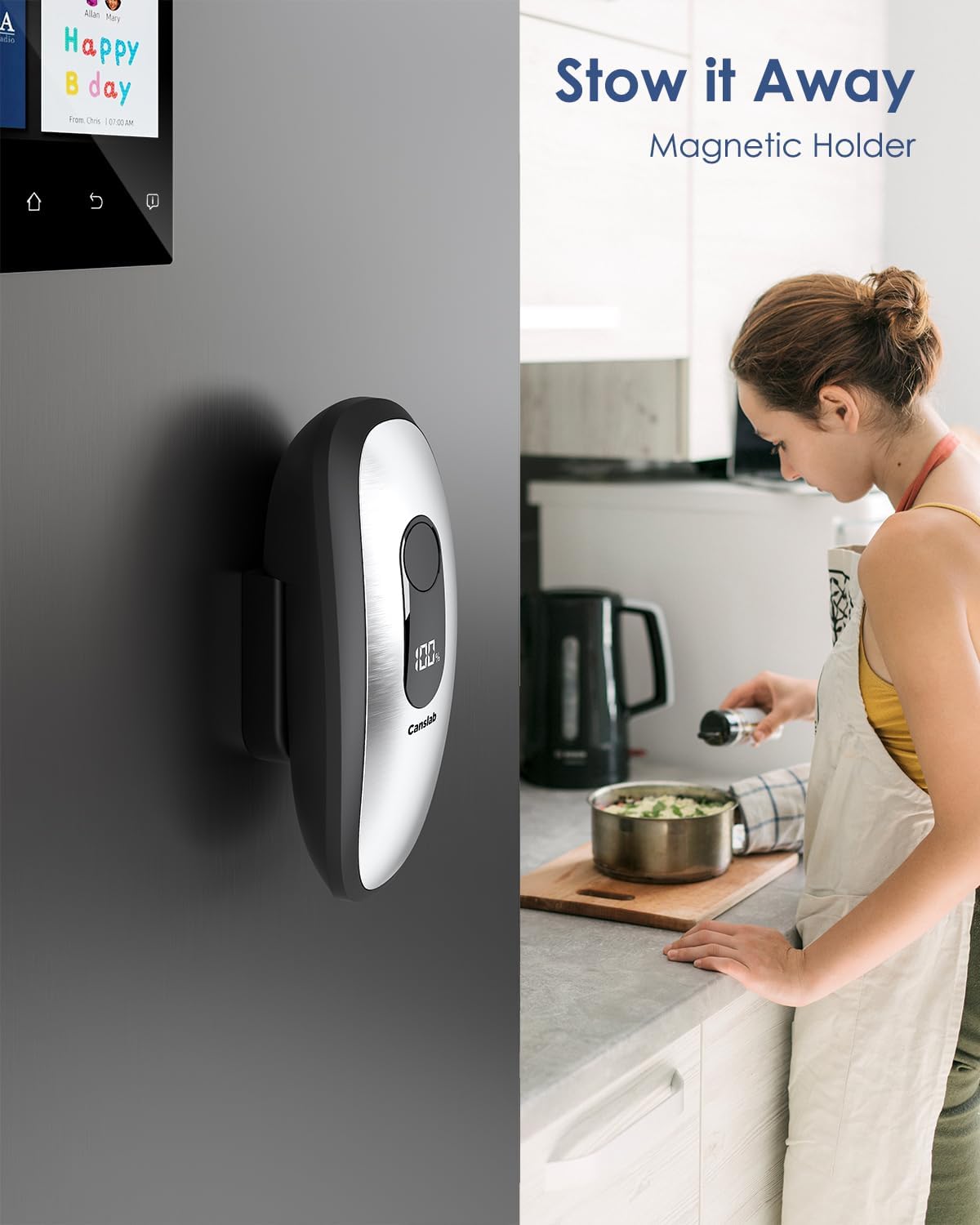 Canslab IRON Electric Can Opener, with LED Battery Track, Stainless Steel - Image 5