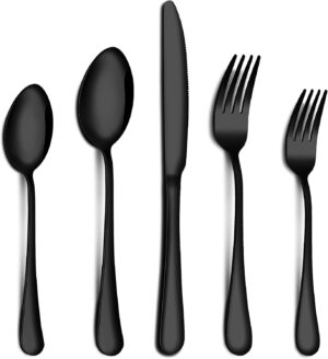 40-Piece Black Silverware Set for 8...