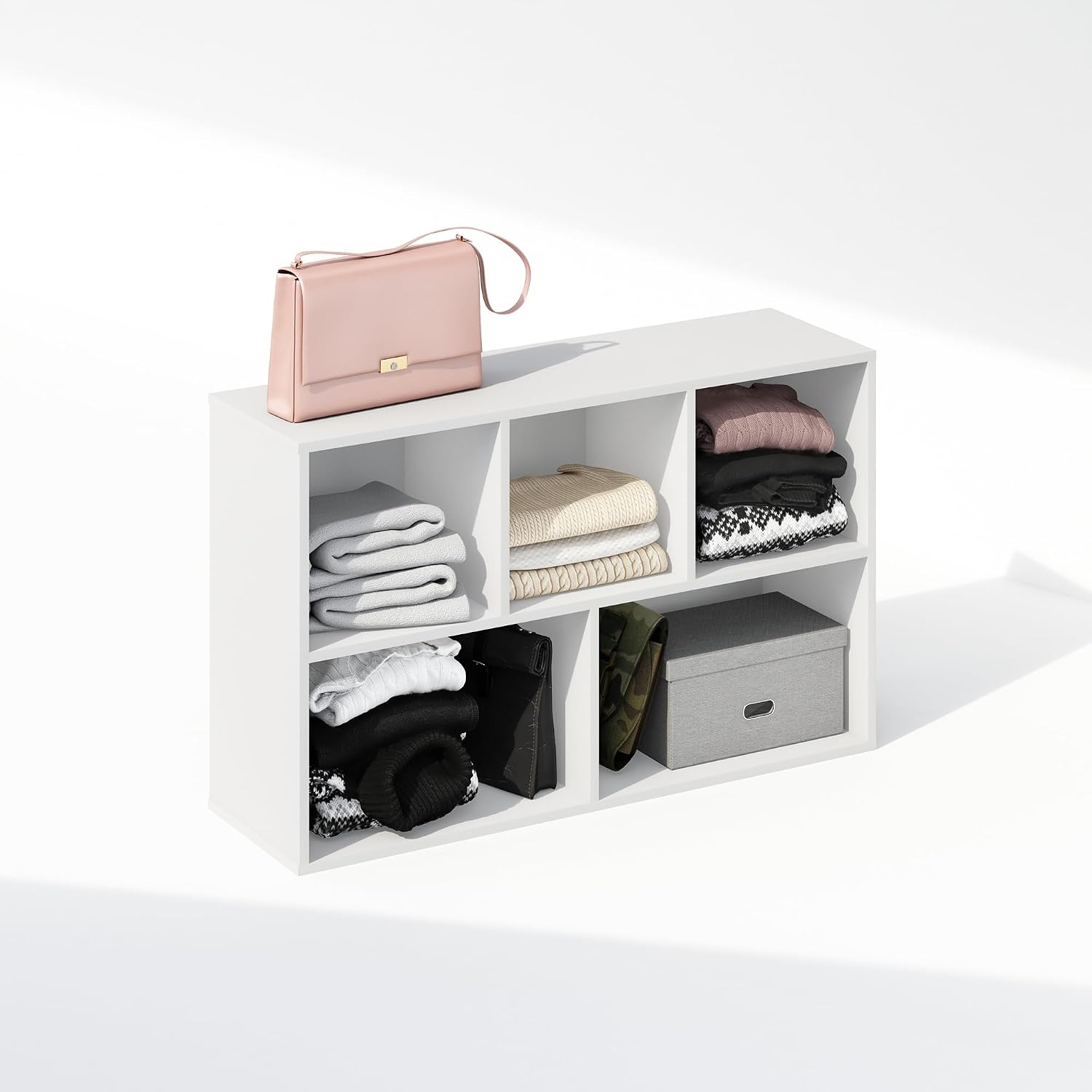 Furinno Reed Closet Organizers and Storage, 5-Cube Reversible Closet Shelves, Closet Organization Shelf, 9.4 x 19.5 x 31.5, for Bedroom, Closet, White - Image 5