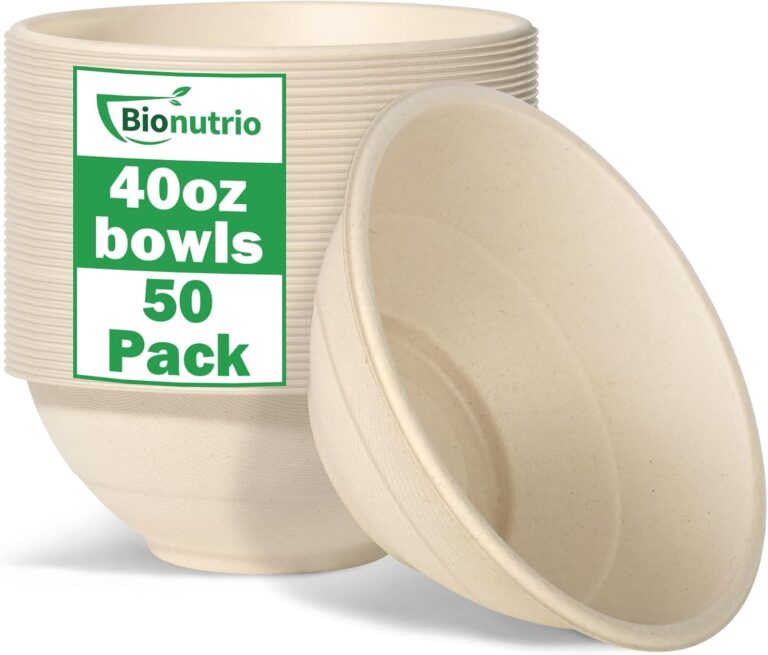 40 oz Disposable Large Paper Bowls, 50 Pack 100% Compostable