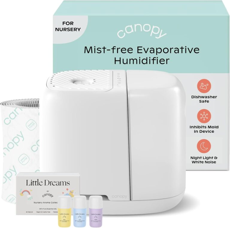 Canopy Nursery Humidifier 2.0, White, 2.5L, 36 Hr, Sleep Light & Aroma Kit