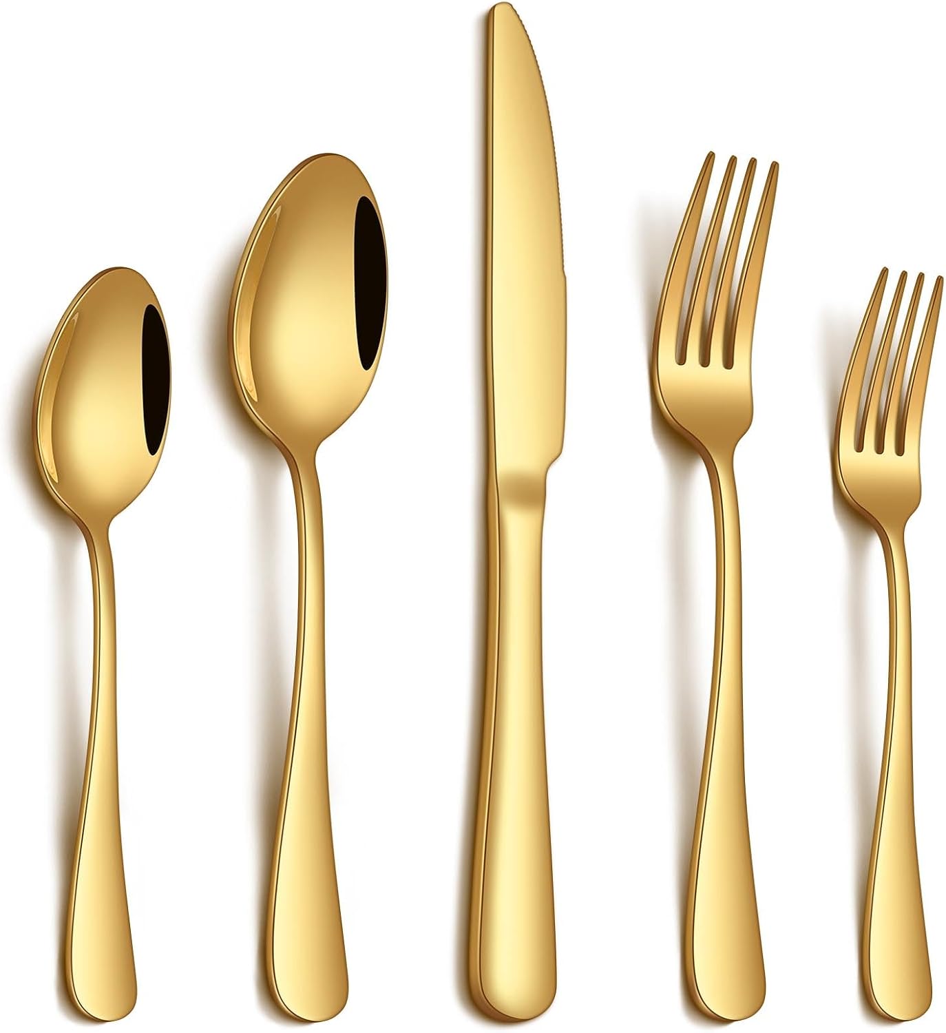 PHILIPALA 20 Piece Gold Silverware Set, Stainless Steel Flatware Set for 4 Food Grade Novelty Flatware Cutlery Utensil Set Include Knife Fork Spoon Mirror Polished Dishwasher Safe