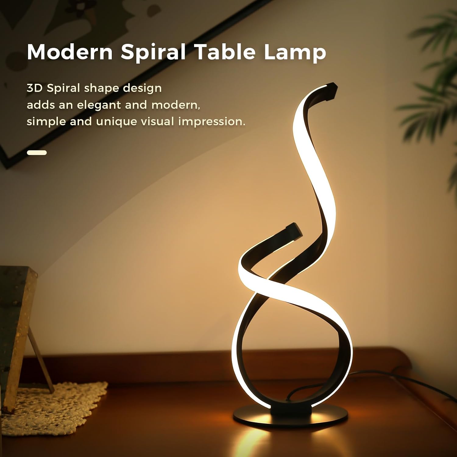 2 Pack Modern Table Lamps for Nightstand, LED Spiral Touch Light - Image 3
