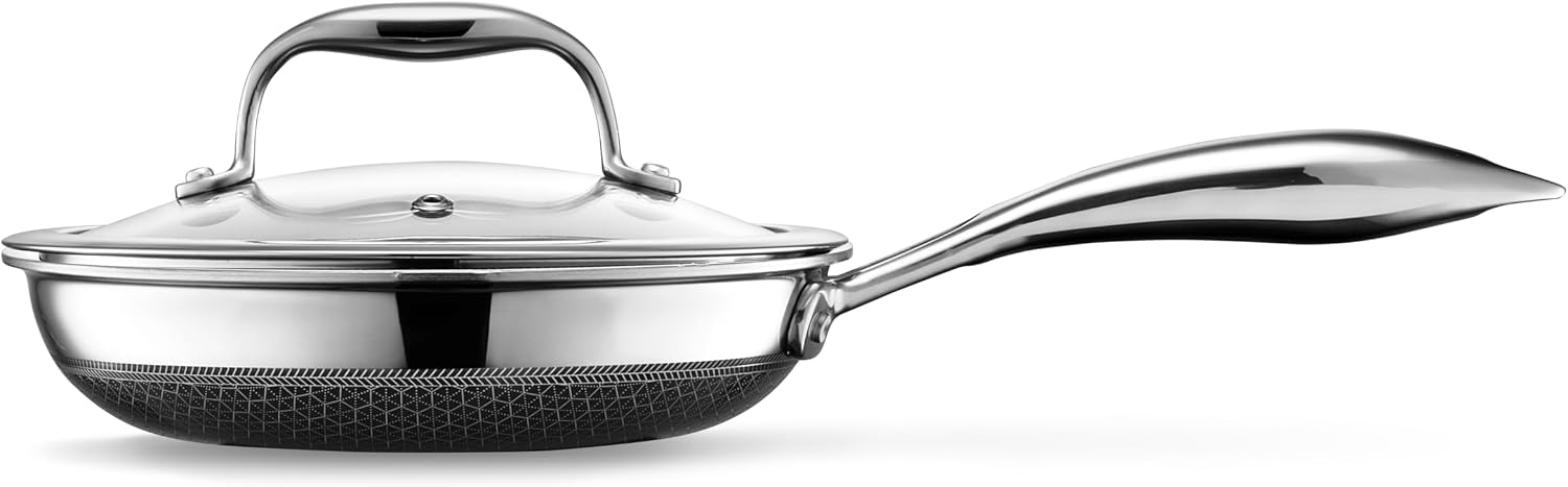 HexClad 7" Hybrid Nonstick Frying Pan with Lid, Dishwasher & Oven Safe - Image 2