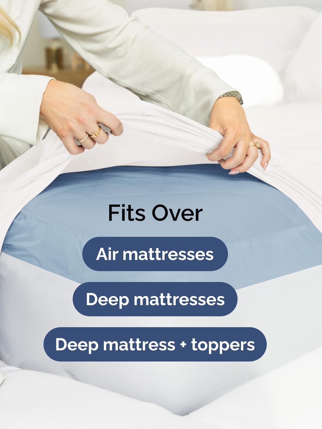 Extra Deep Queen Sheet Set - 4 Piece Breathable & Cooling - Antique White - Image 6
