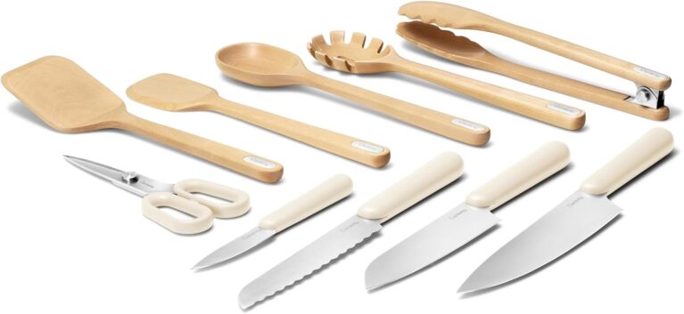 Caraway Kitchen Knife Set and Wooden Utensil Set