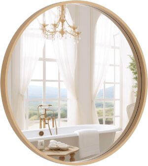 WallBeyond Round Wood Mirror 24 inc...