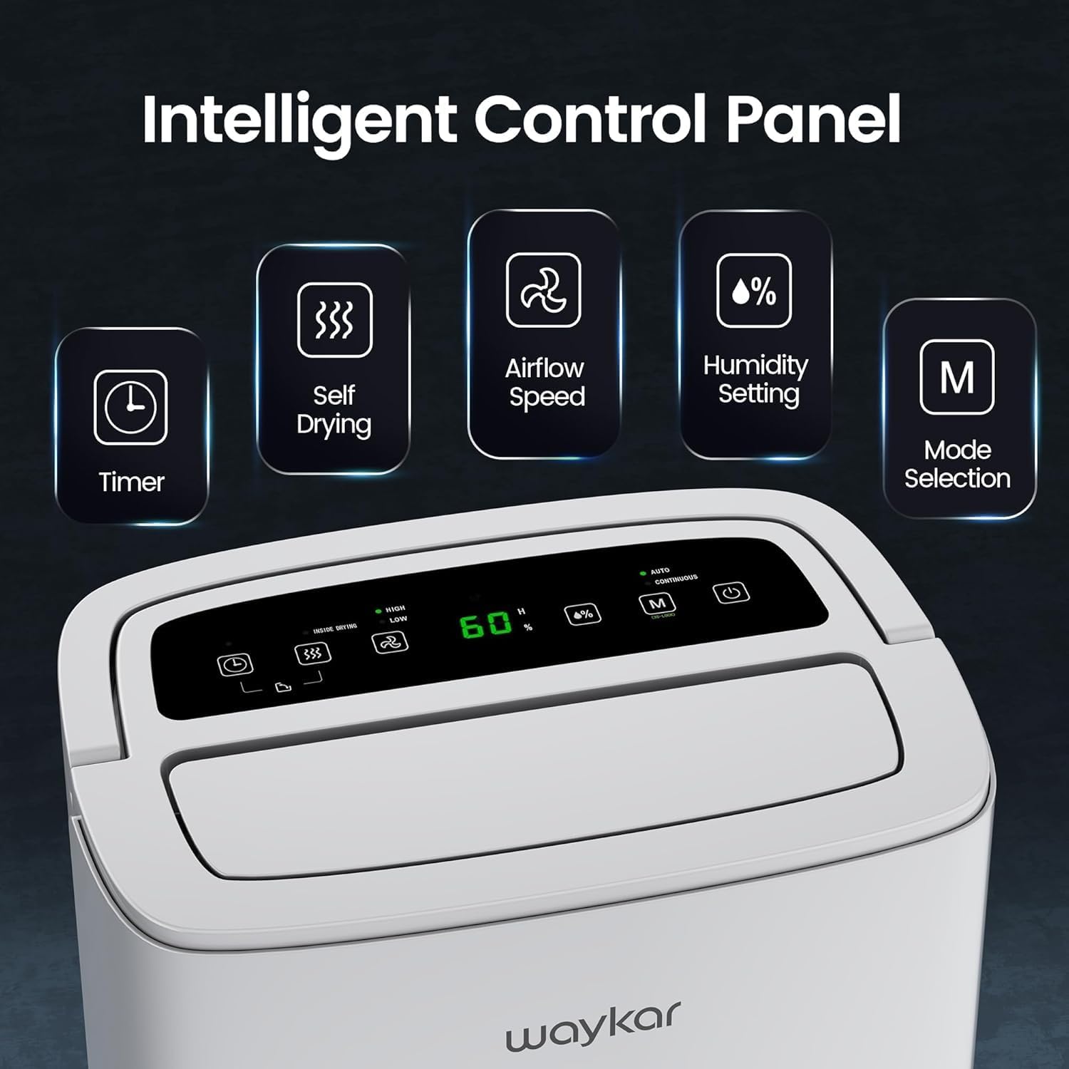 Waykar 80 Pints 2025 Energy Star Dehumidifier for Home up to 5,000 Sq. Ft, Ideal for Basement, Bathroom and Large Room with Drain Hose, Portable, Auto Defrost and Self-Drying - Image 4