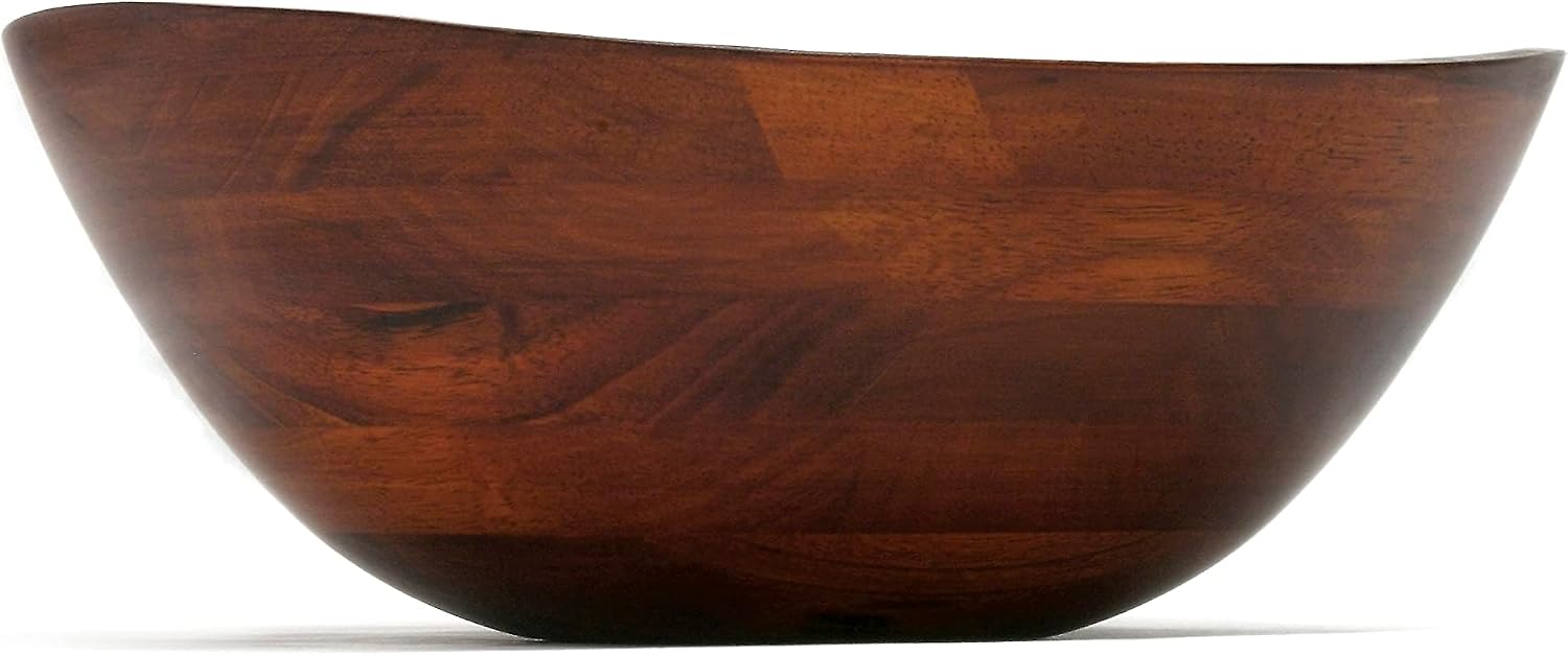 Lipper International Rubberwood Wavy Rim Bowl with Cherry Finish for Fruits, Salads, or Popcorn, Large, 13" x 12.5" x 5", 155.54 Fl. Oz., Single Bowl - Image 7