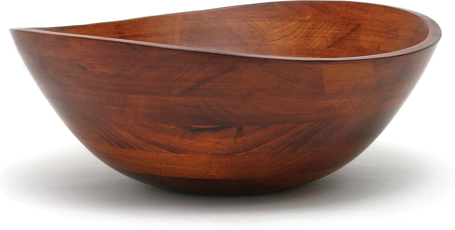 Lipper International Rubberwood Wavy Rim Bowl with Cherry Finish for Fruits, Salads, or Popcorn, Large, 13" x 12.5" x 5", 155.54 Fl. Oz., Single Bowl - Image 6