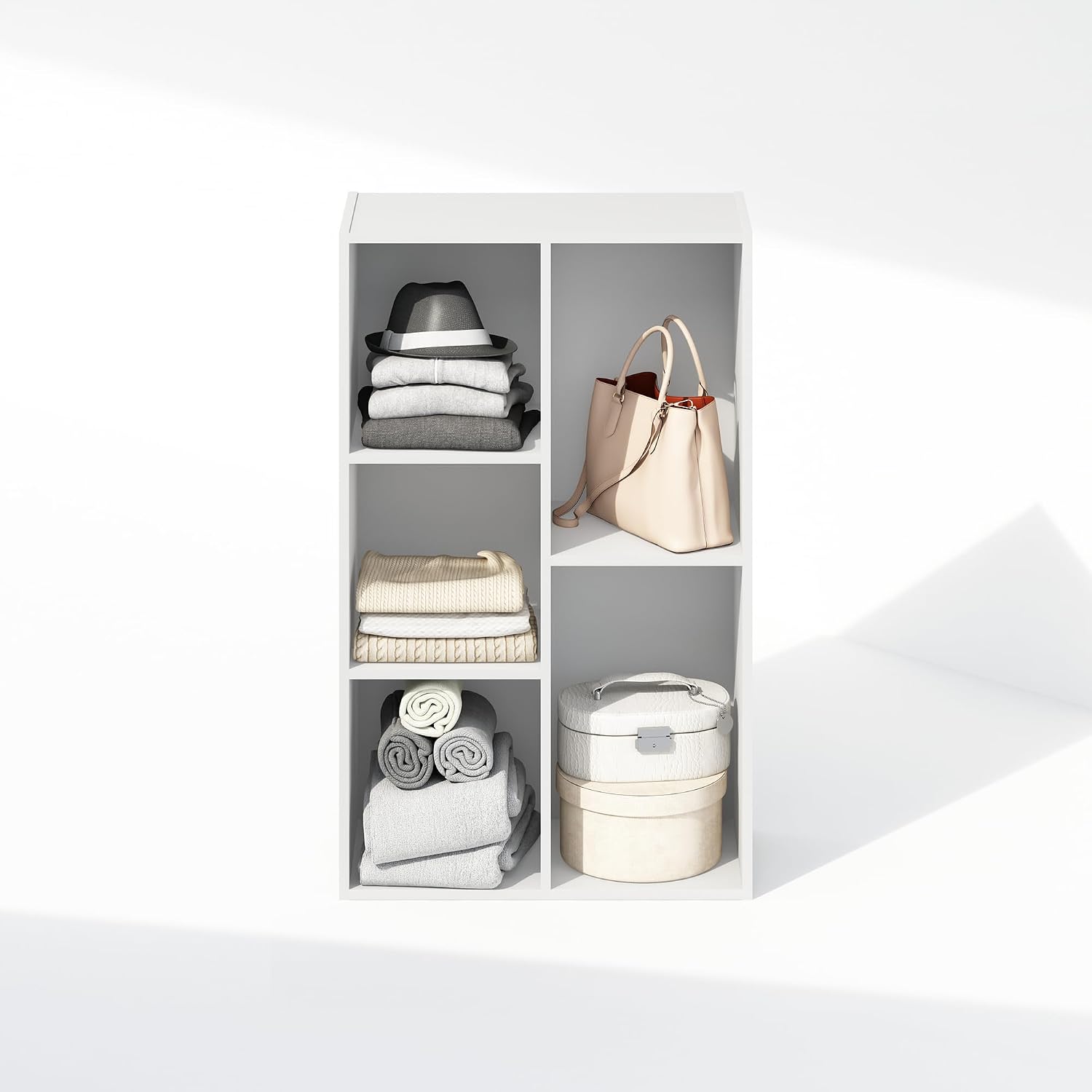 Furinno Reed Closet Organizers and Storage, 5-Cube Reversible Closet Shelves, Closet Organization Shelf, 9.4 x 19.5 x 31.5, for Bedroom, Closet, White - Image 4